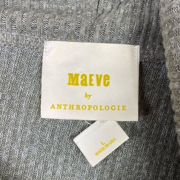 Maeve by Anthropologie Grey Ribbed Wide Sleeve Cowl Neck Sweater - Picture 4 of 6